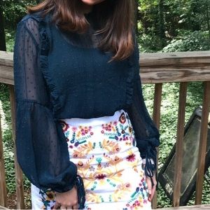 Green sheer long sleeve top